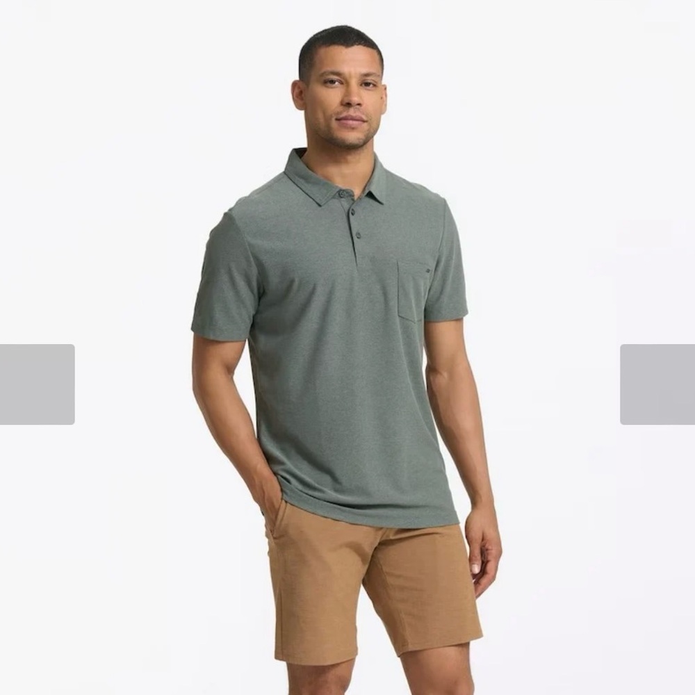 Vuori Heathered Green Polo Shirt